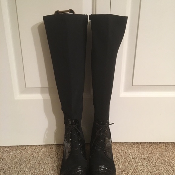 Pilar Abril Wedge Stretch Textured Croc Knee High Boots Sz 9.5/EU 41 - Picture 8 of 10